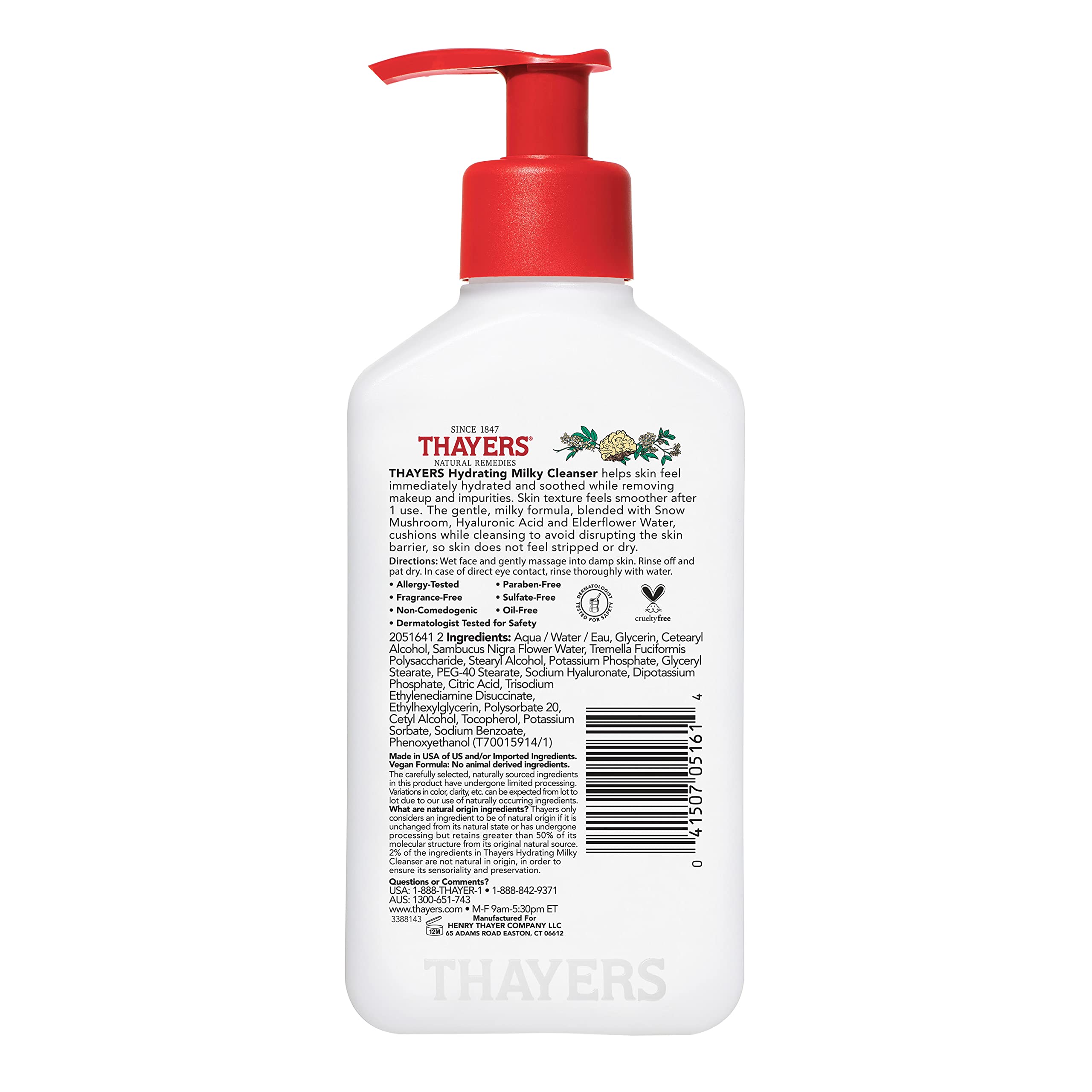 Envase reciclable de Thayers Milky Hydrating Cleanser, cuidado responsable