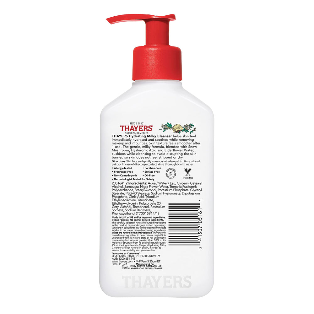 Envase reciclable de Thayers Milky Hydrating Cleanser, cuidado responsable