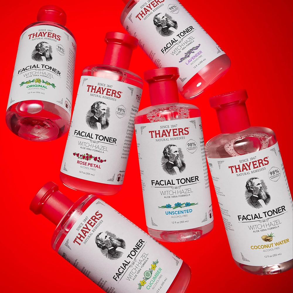 THAYERS natural origin Witch Hazel label highlights farm-sourced ingredients.