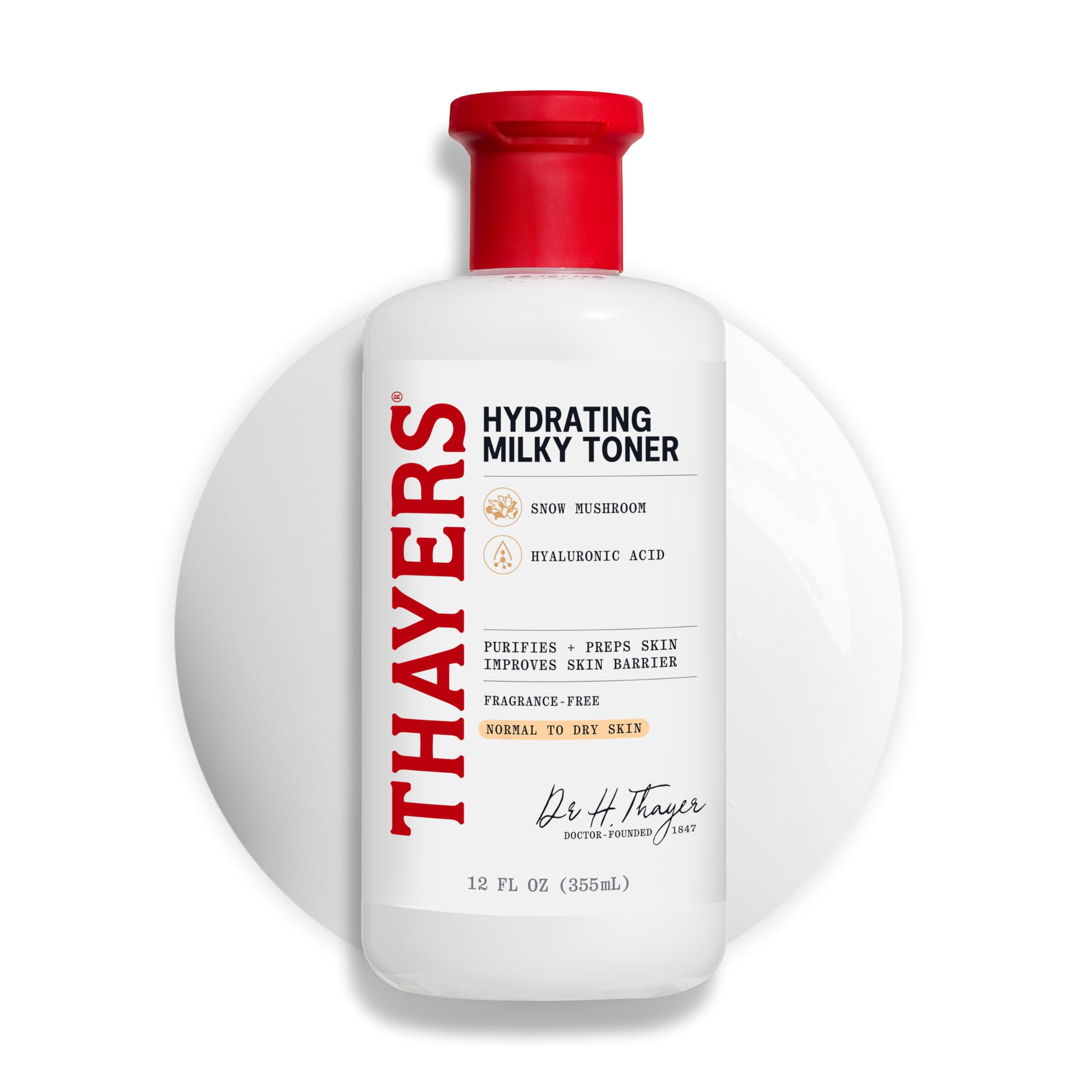 THAYERS Tónico lechoso hidratante con hongo nieve, hidratación suave para piel seca.