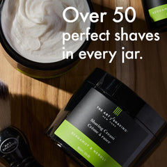 Packaging of The Art of Shaving Bergamot & Neroli shaving cream on display.