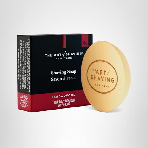 The Art of Shaving sandalwood soap tin with lid preserves freshness for everyday grooming