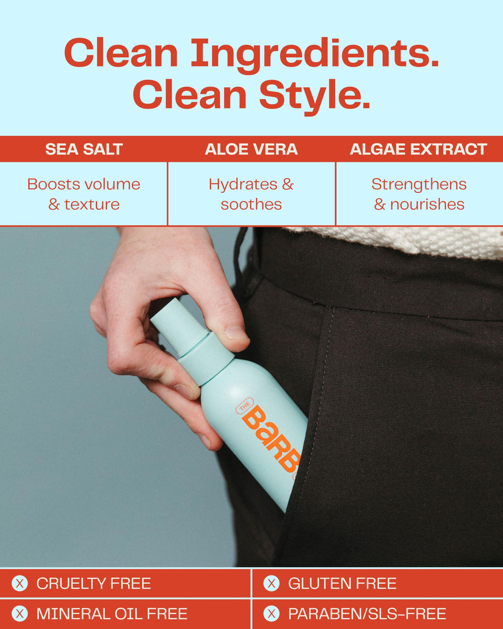 Air-dried soft waves with Barb Sea Salt Spray