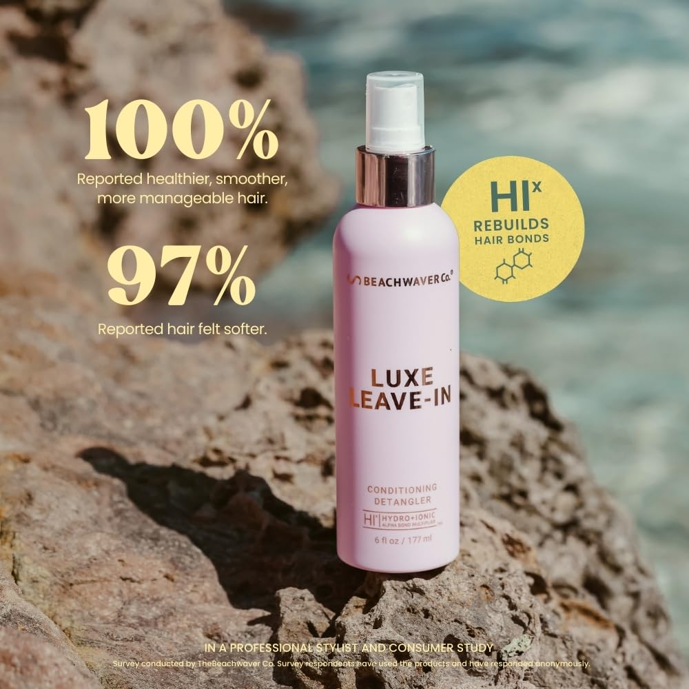 The Beachwaver Co Luxe Leave-In Detangler hair-smoothing action reduces frizz