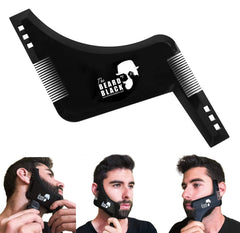 The BEARD BLACK beard shaping tool with built-in comb for precise lines.