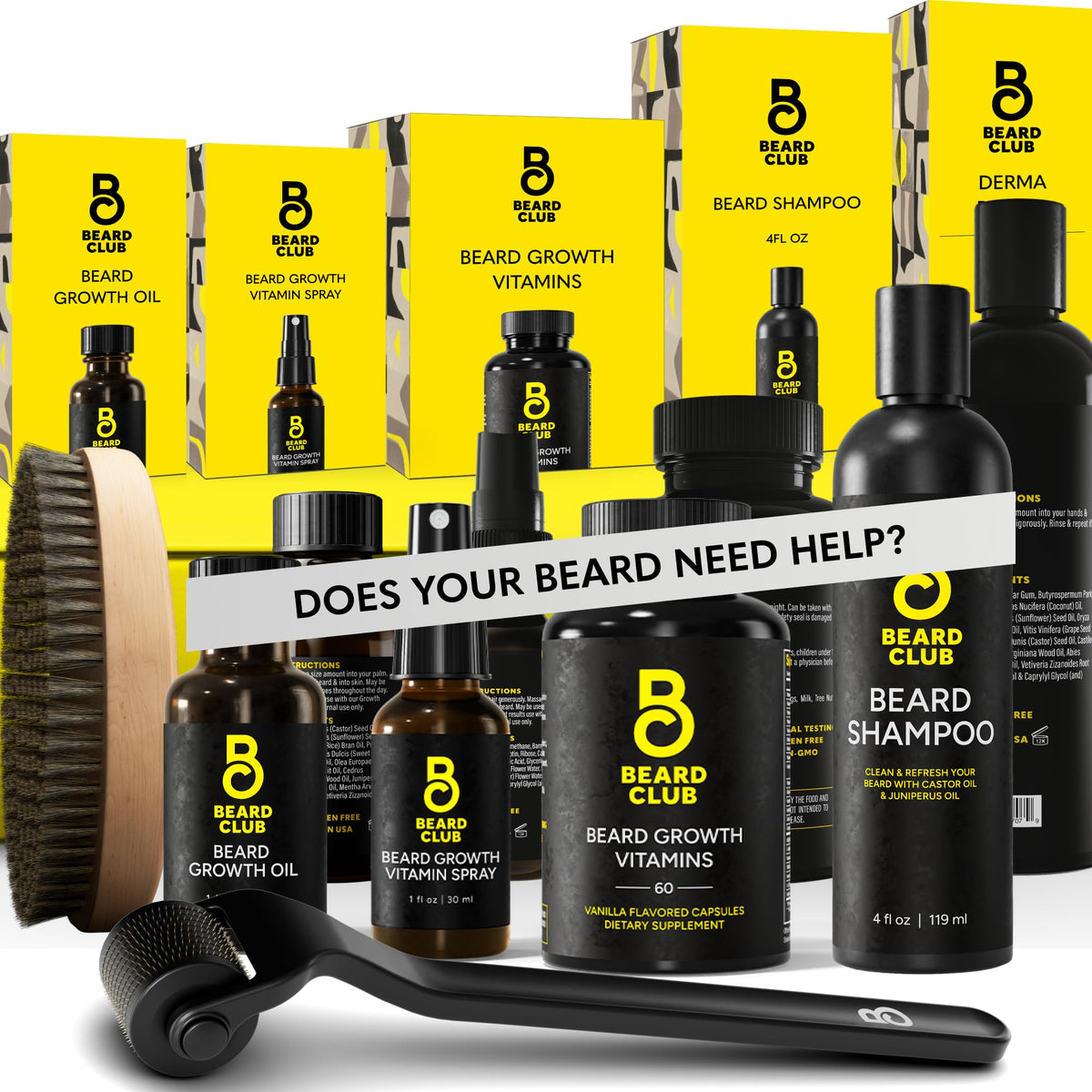 The Beard Club derma roller close-up for facial skin refreshment and grooming.