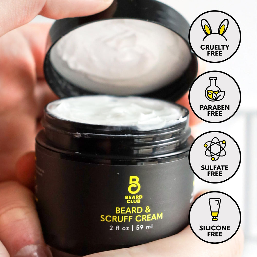 The Beard Club Biotin Beard Cream featuring coconut oil for moisture and strength.