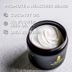 The Beard Club Biotin Beard Cream with shea butter nourishes skin and hair.
