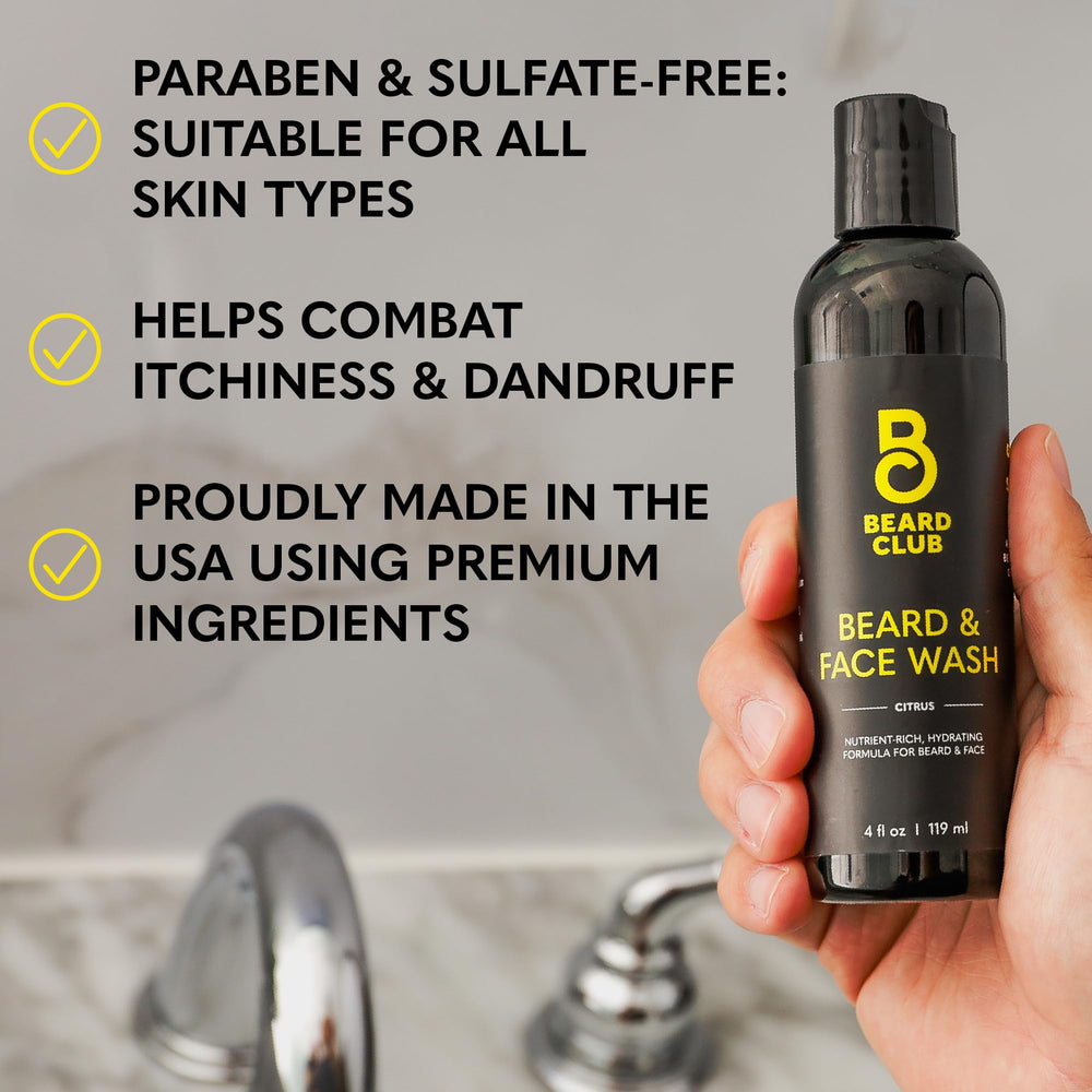 Sleek bottle with citrus splash conveys refreshing cleanse for sensitive skin.