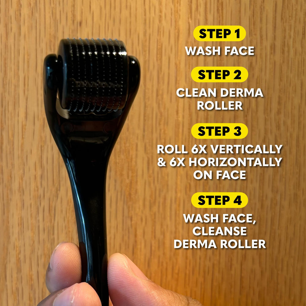 The Beard Club derma roller with titanium needles for consistent performance.