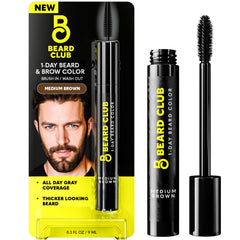 The Beard Club medium brown dye bottle for a natural beard color.
