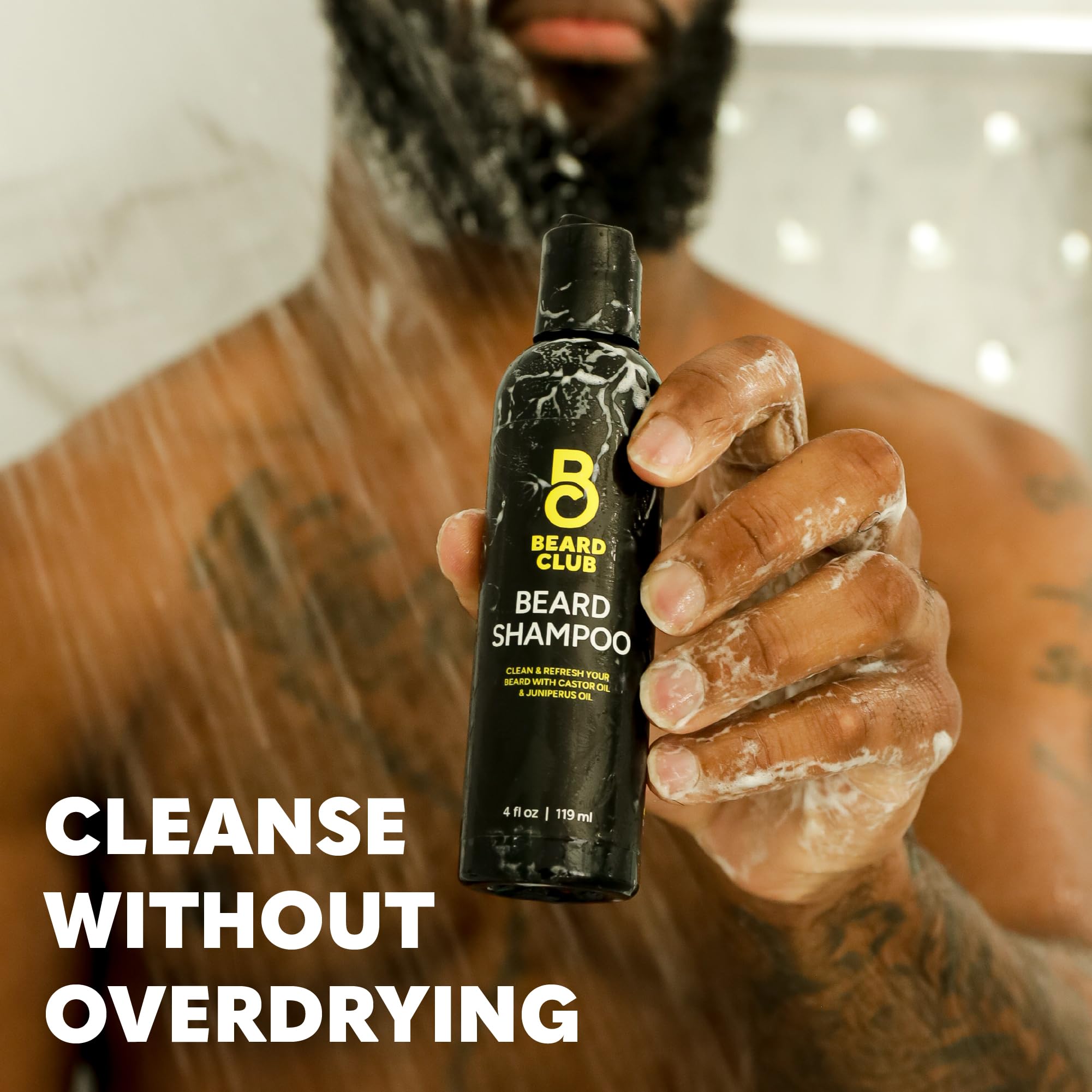 Bathroom scene with The Beard Club bottle ready for daily routine.