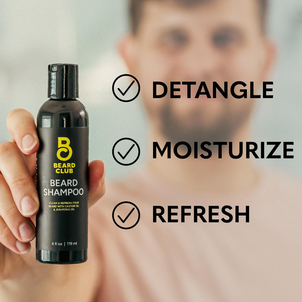 The Beard Club shampoo foam demonstrates a gentle cleanse without stripping natural oils.