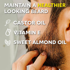 The Beard Club premium sandalwood balm tube provides non-greasy styling and nourishment.