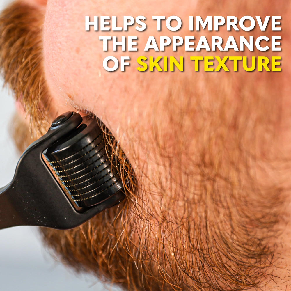 The Beard Club Premium Derma Roller with Titanium Needles ensures quality metal construction.