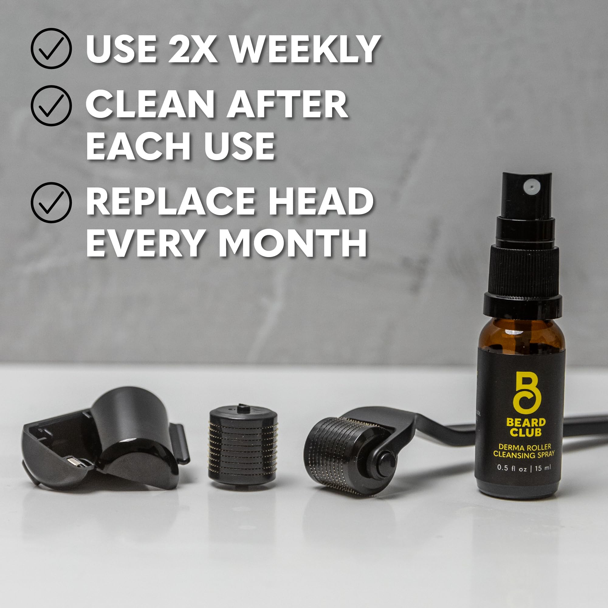 The Beard Club Premium Derma Roller Magnetic Storage keeps the kit organized.