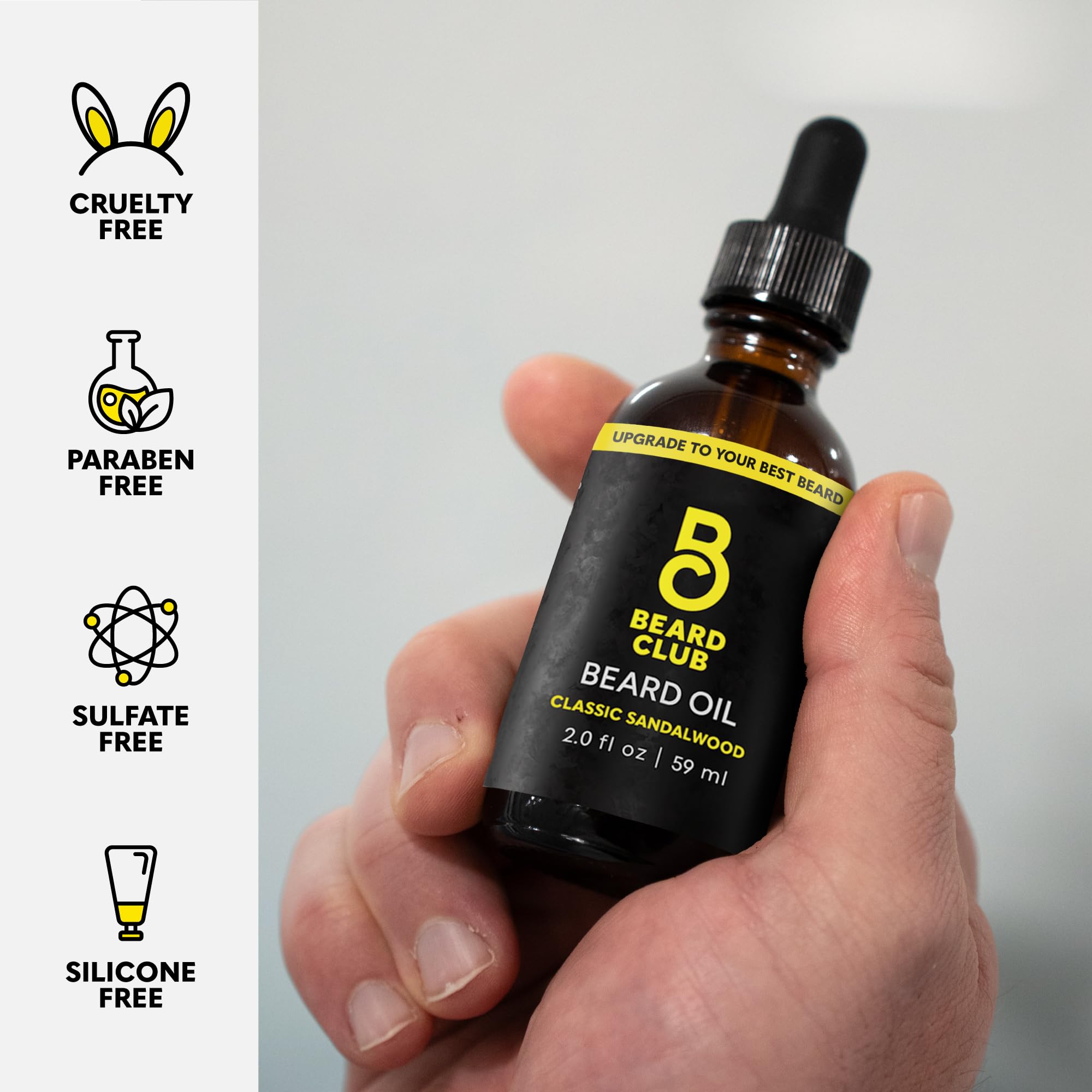 The Beard Club sandalwood aroma close-up for daily fragrance.
