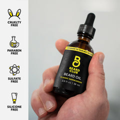 The Beard Club sandalwood aroma close-up for daily fragrance.