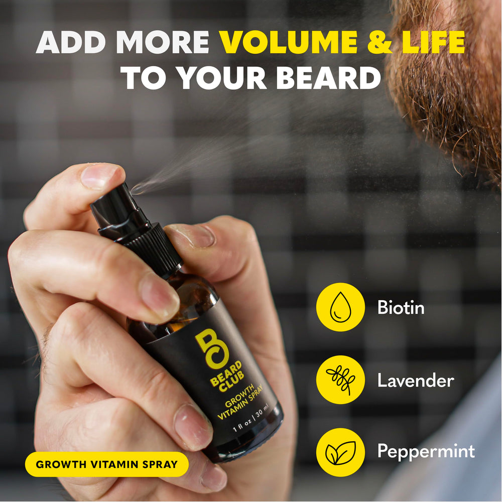 The Beard Club daily regimen shows dermarolling and oil use