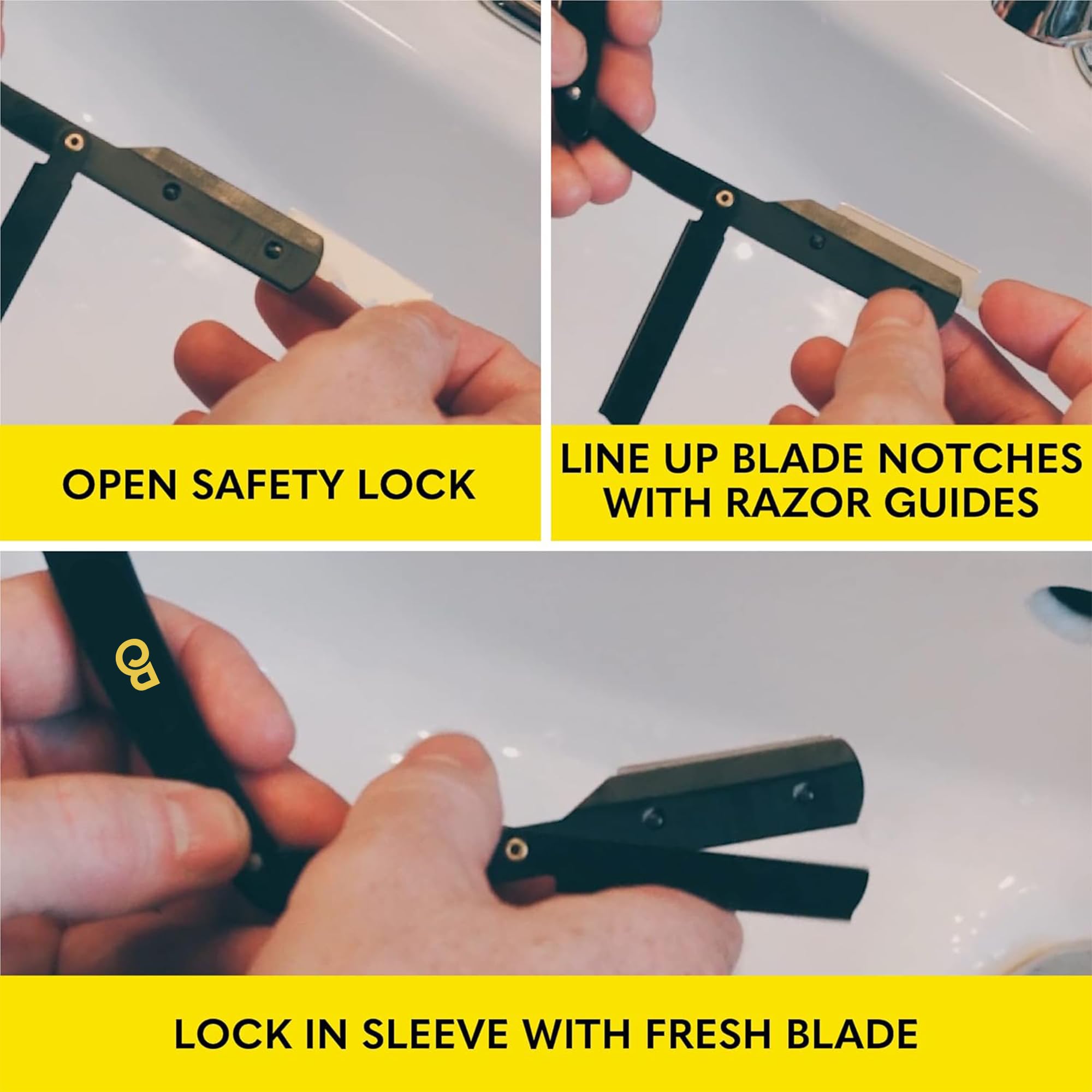 The Beard Club straight razor close-up shows ergonomic grip for better control.