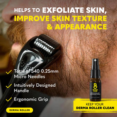 The Beard Club Supreme Cleansing Spray keeps the derma roller clean for daily use.