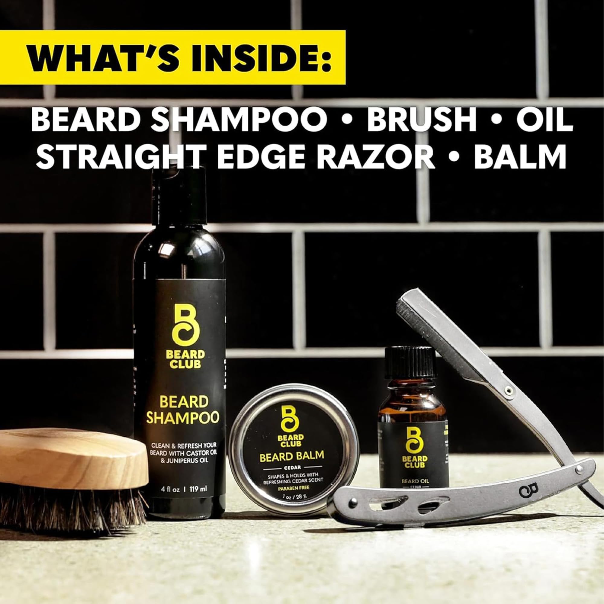 The Beard Club travel ready kit display showing essential beard care