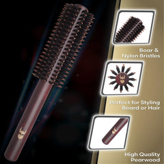 The Beard Struggle Viking Roller Brush with heat-resistant bristles for safe styling.