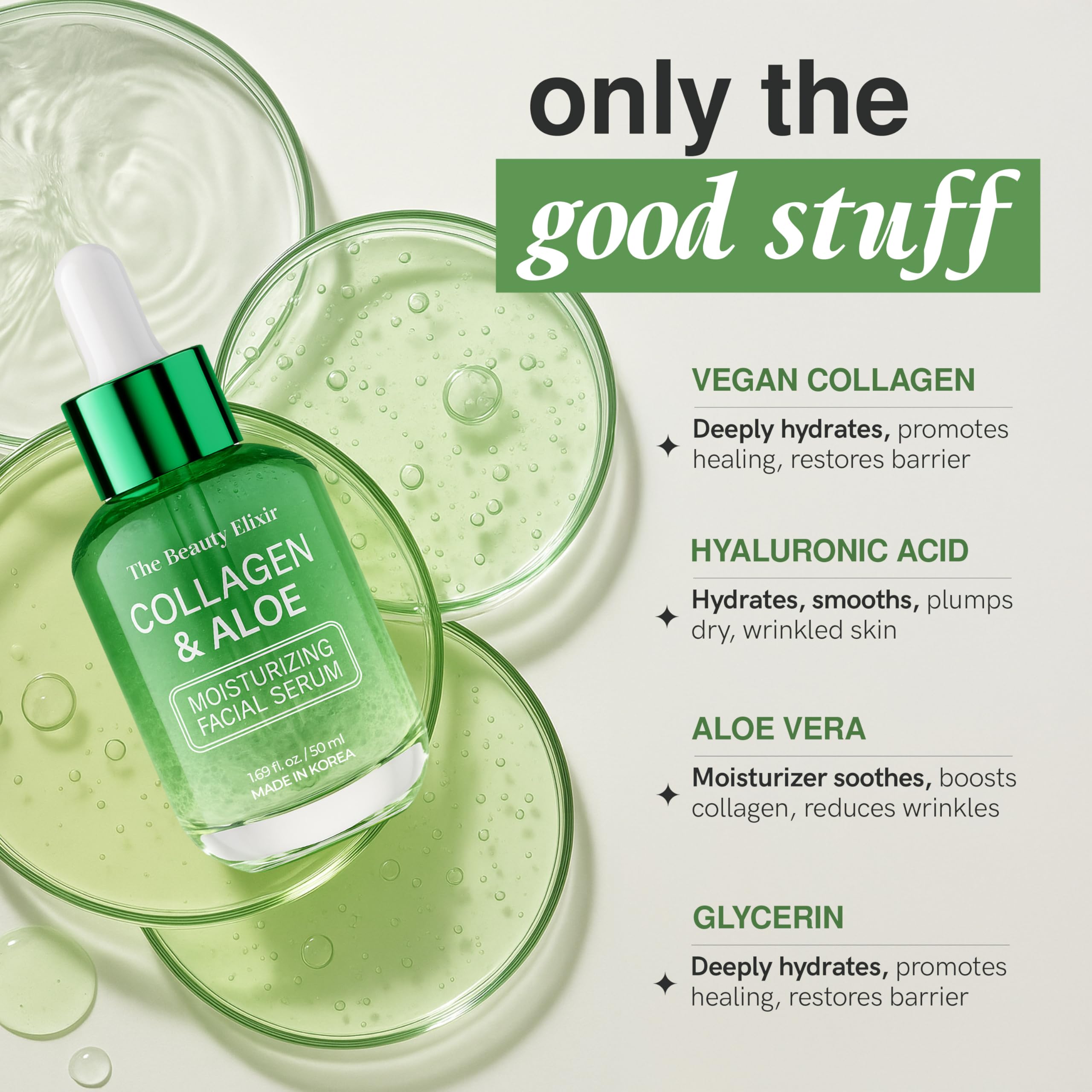 The Beauty Elixir ingredientes naturales destacados para una piel saludable.