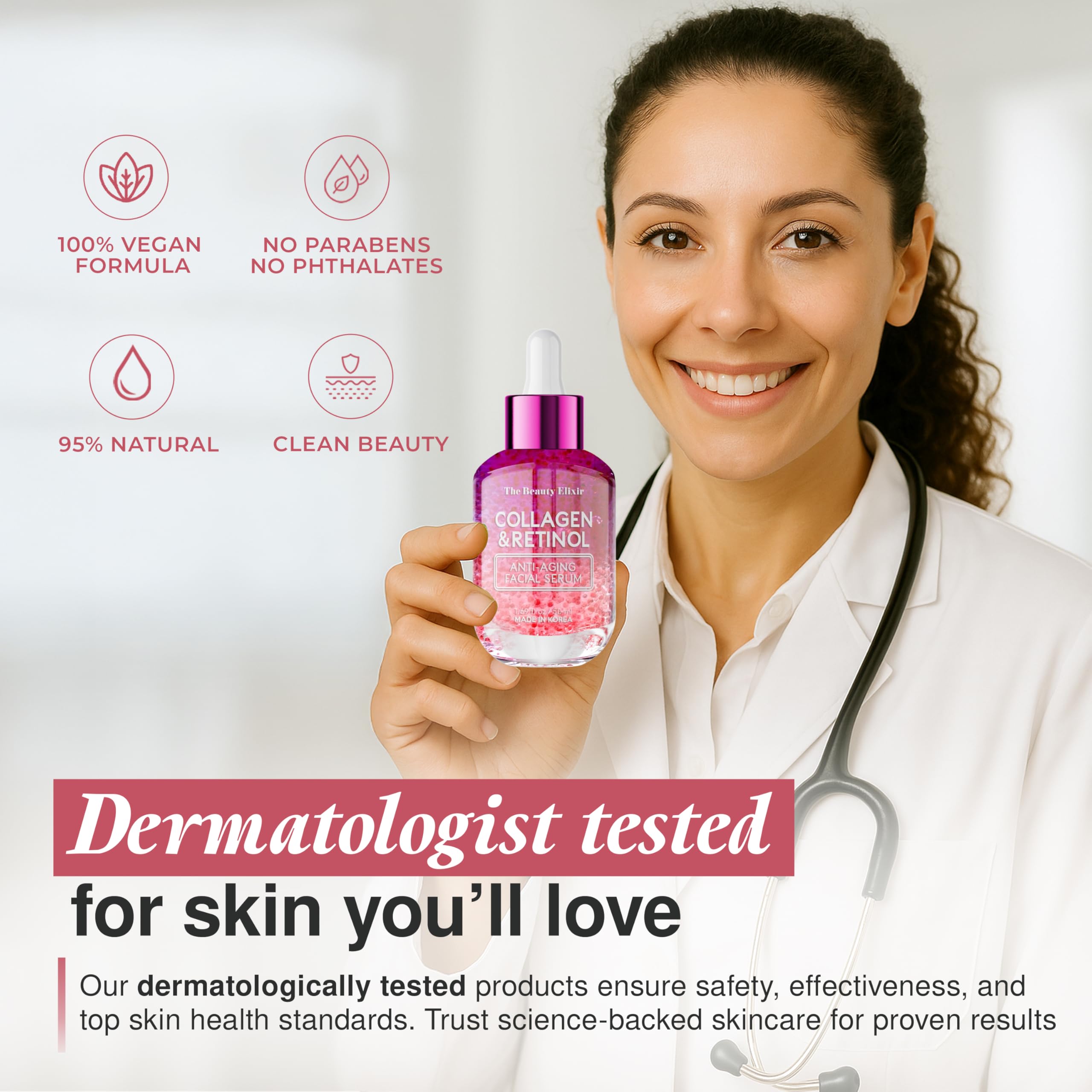 The Beauty Elixir – botella destacada en rutina diaria de hidratación.