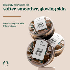 The Body Shop Coconut Body Butter packaging highlights recyclable materials and sustainable design