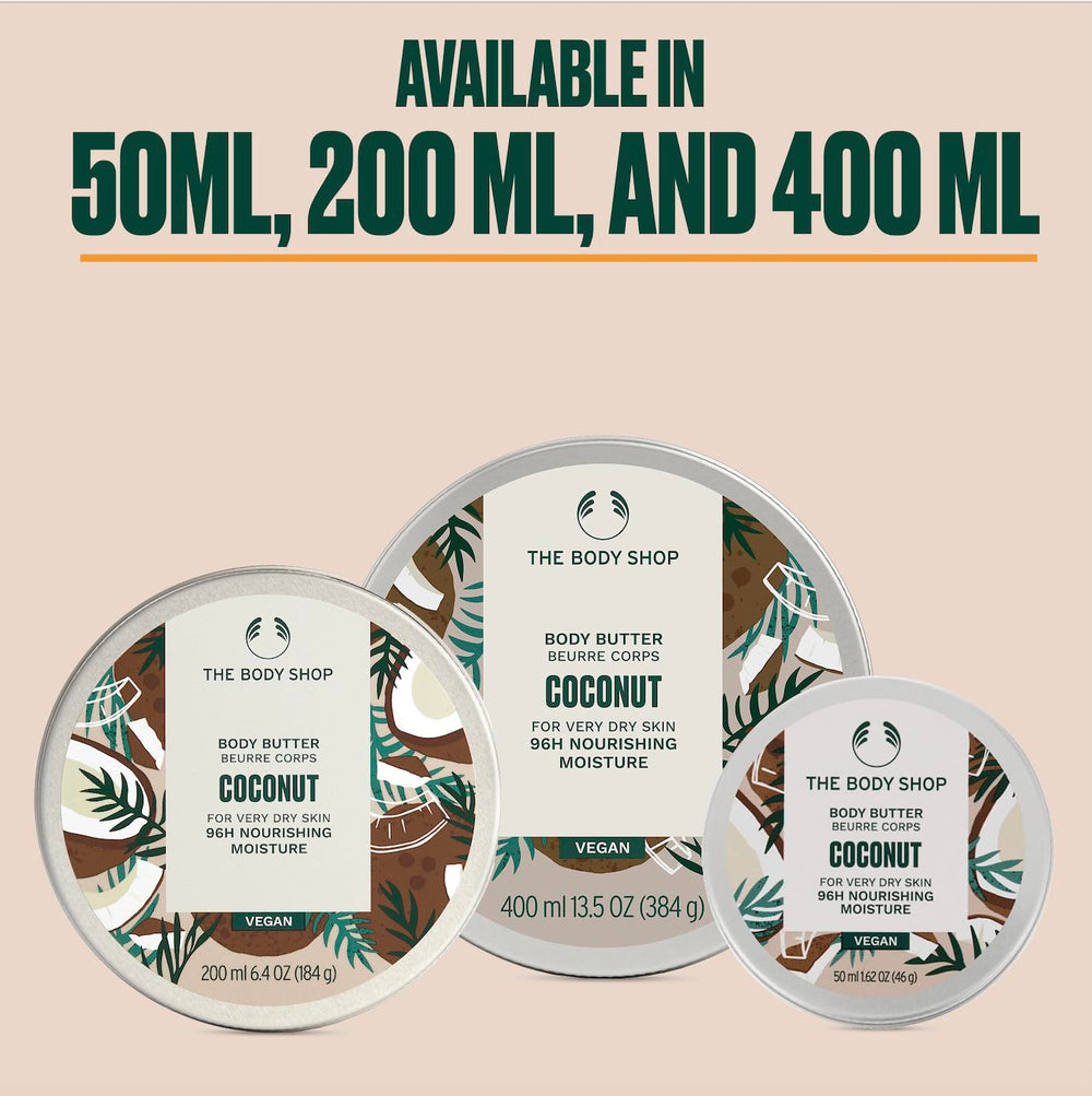 The Body Shop Coconut Body Butter vegan formula supports a mindful daily routine