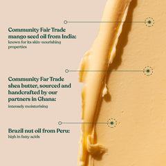 The Body Shop Mango Body Butter texture demonstrates rich, non-greasy hydration on skin