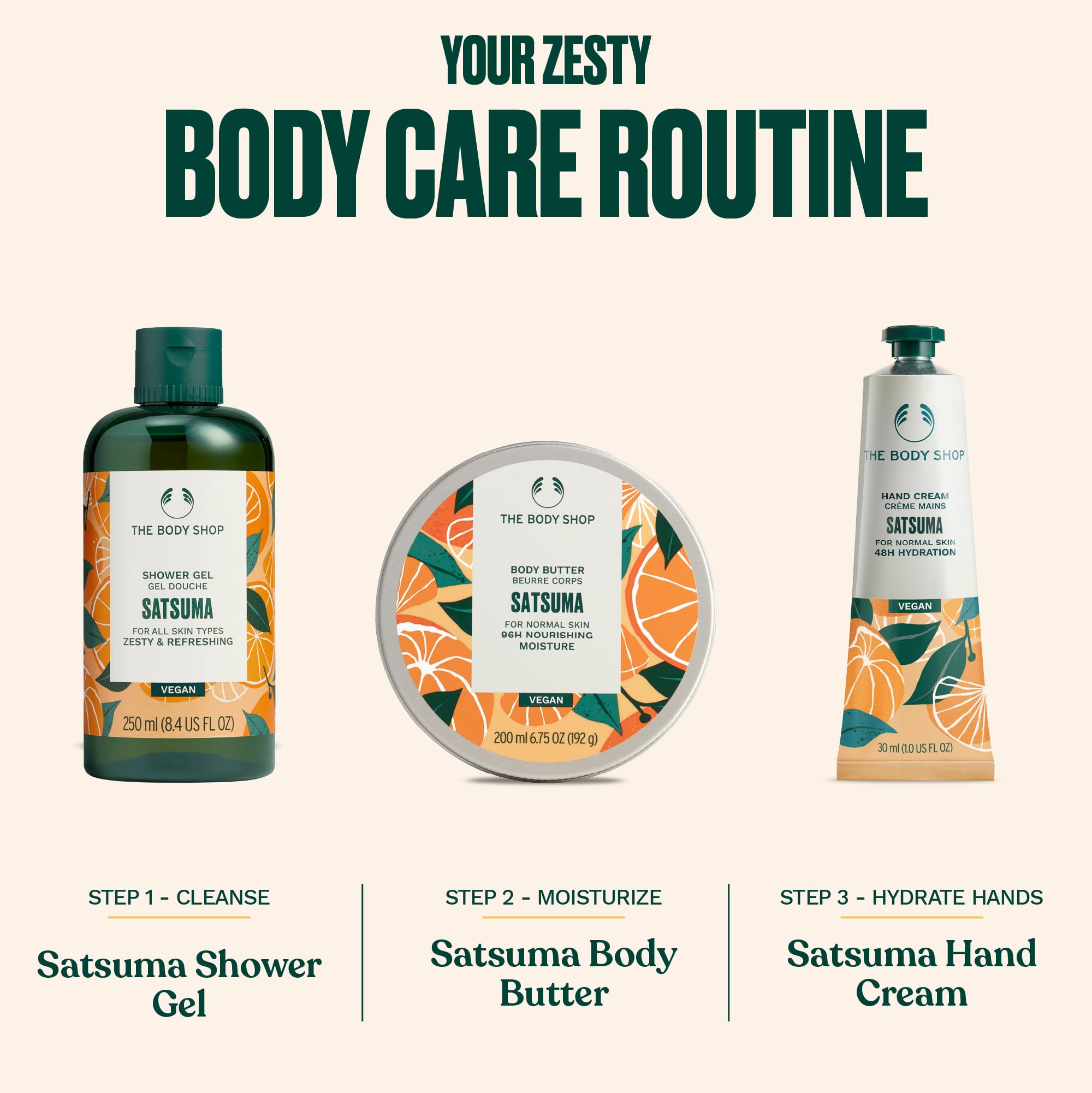 The Body Shop Satsuma, cuidado sin jabón, cuerpo limpio.