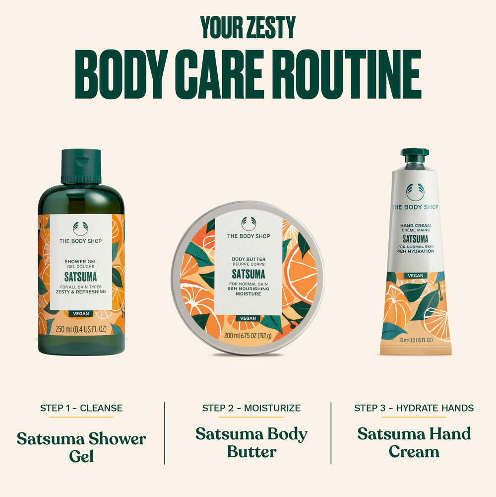 The Body Shop Satsuma, cuidado sin jabón, cuerpo limpio.