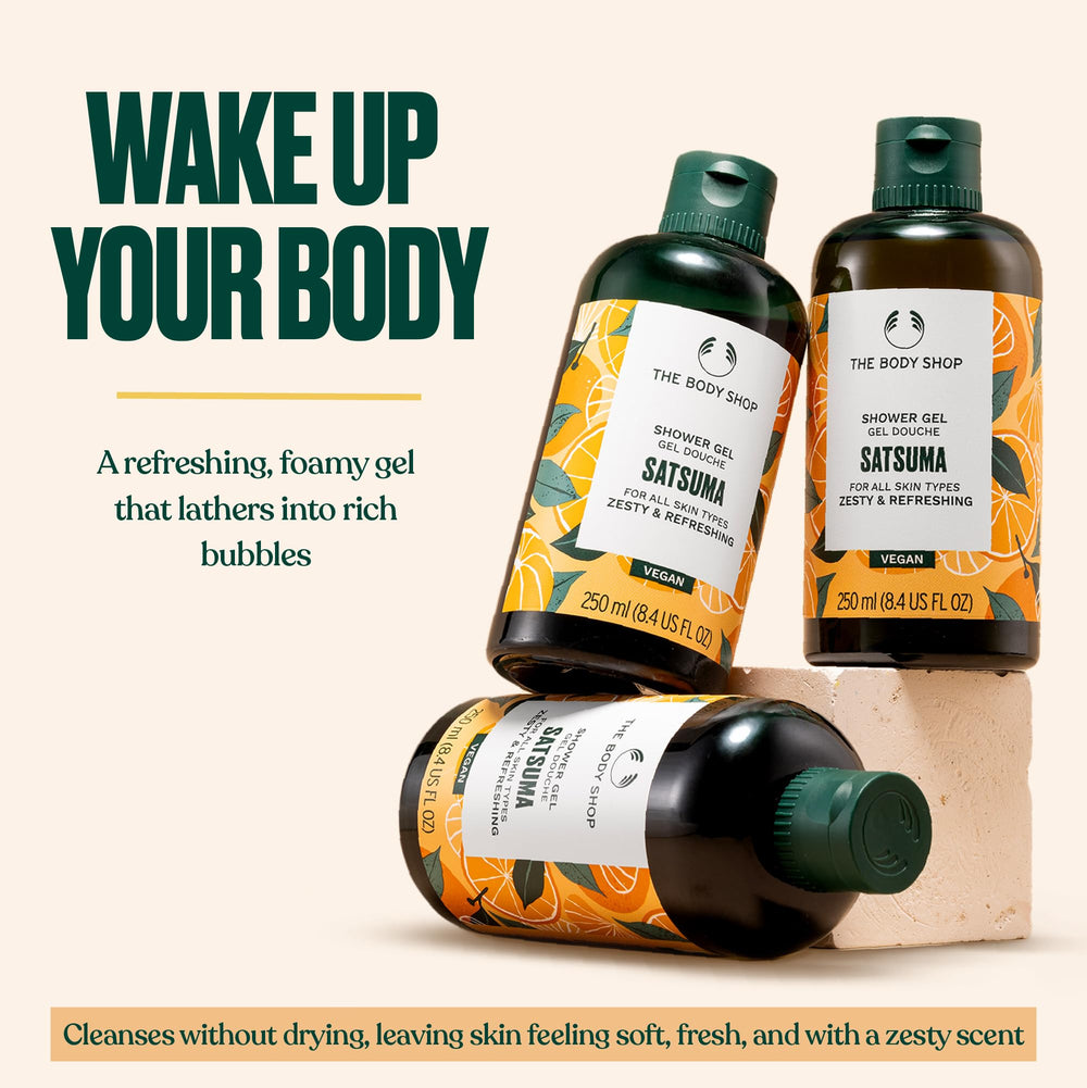 The Body Shop Satsuma, espuma densa, ducha lujosa y suave.