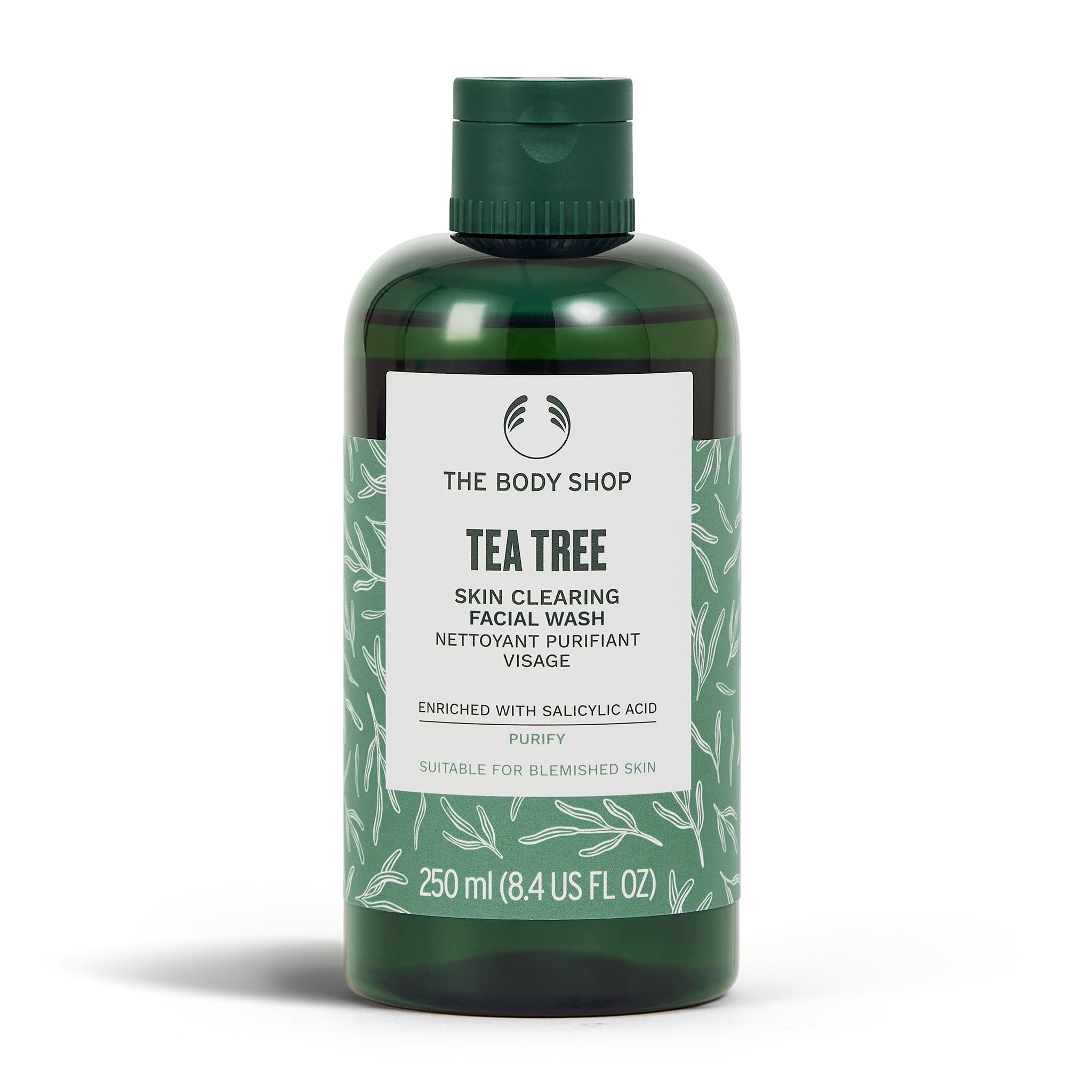 The Body Shop Tea Tree Wash en botella, limpieza profunda para piel grasa.