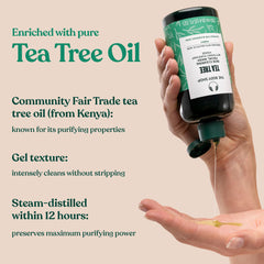 Gel limpiador Tea Tree de The Body Shop para piel con brillos.