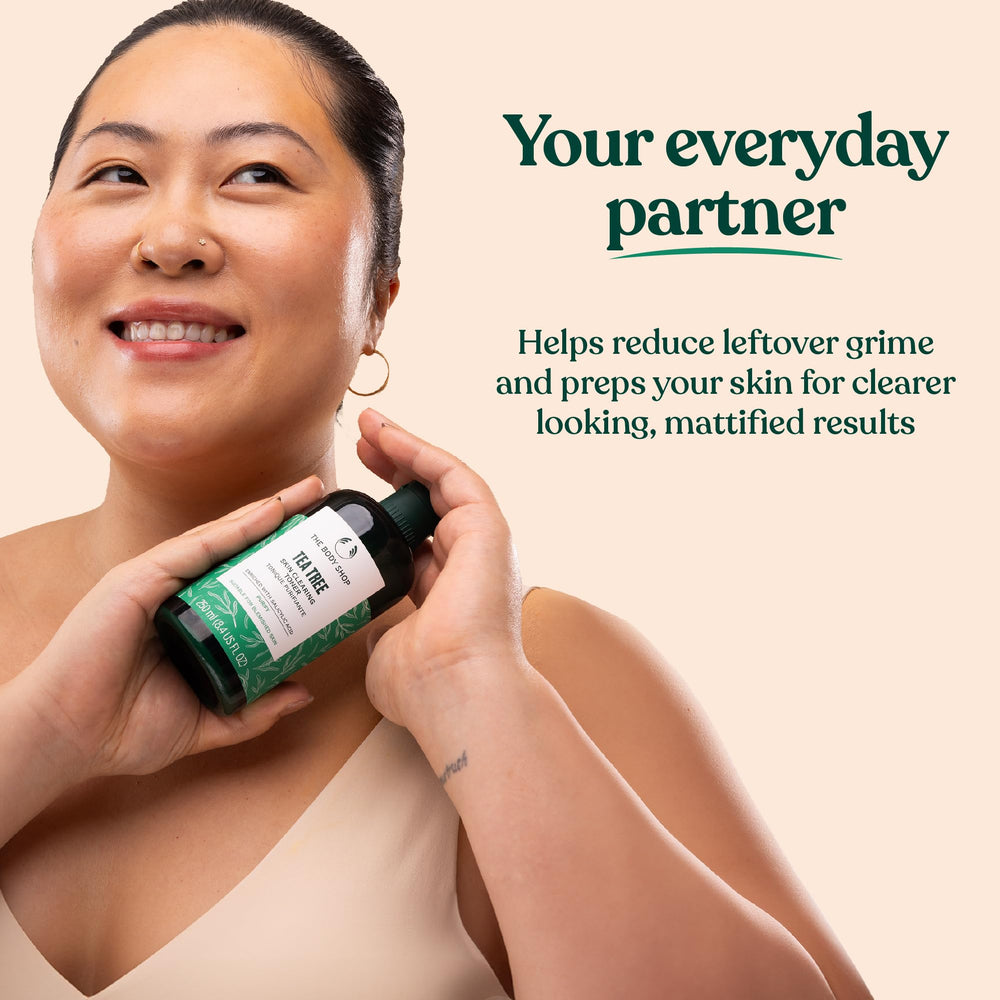 The Body Shop Tea Tree Toner: aroma suave y fresco para rituales diarios.