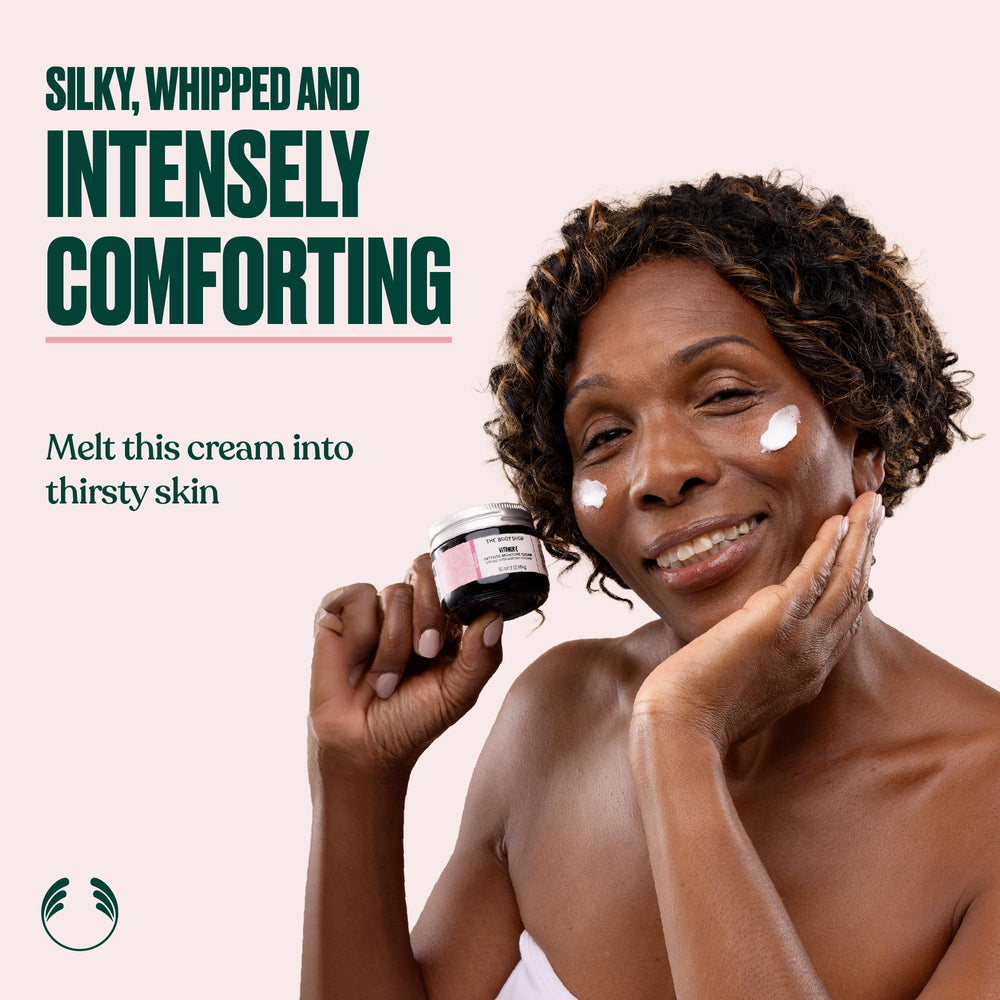 The Body Shop Vitamin E Intense Moisturizer application demonstrates fast absorption.