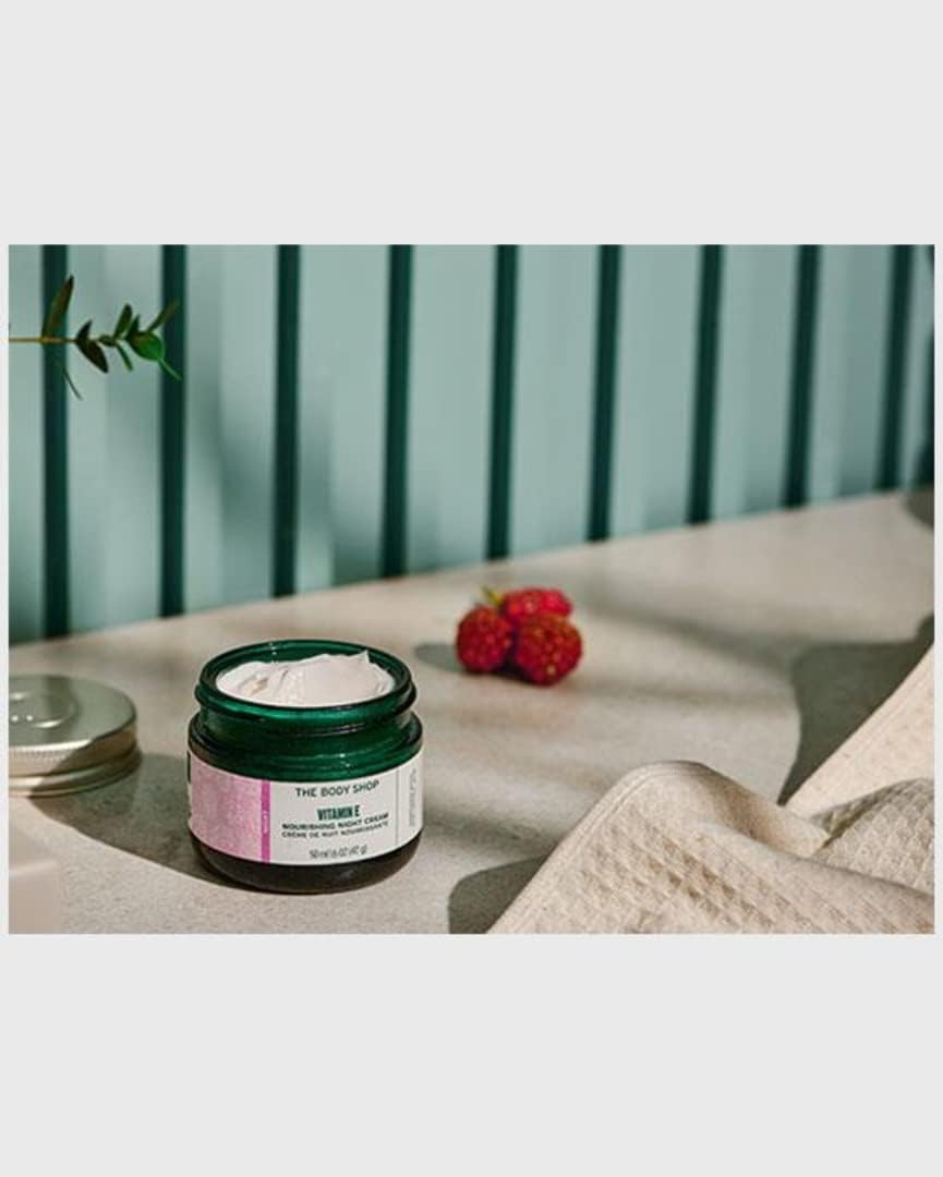 The Body Shop Vitamin E Night Cream with hyaluronic acid delivers hydration