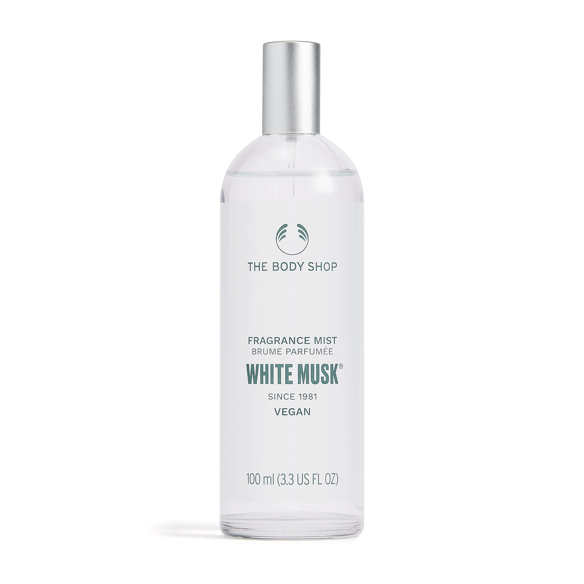 The Body Shop White Musk bottle pour—refreshing spritz for any moment.