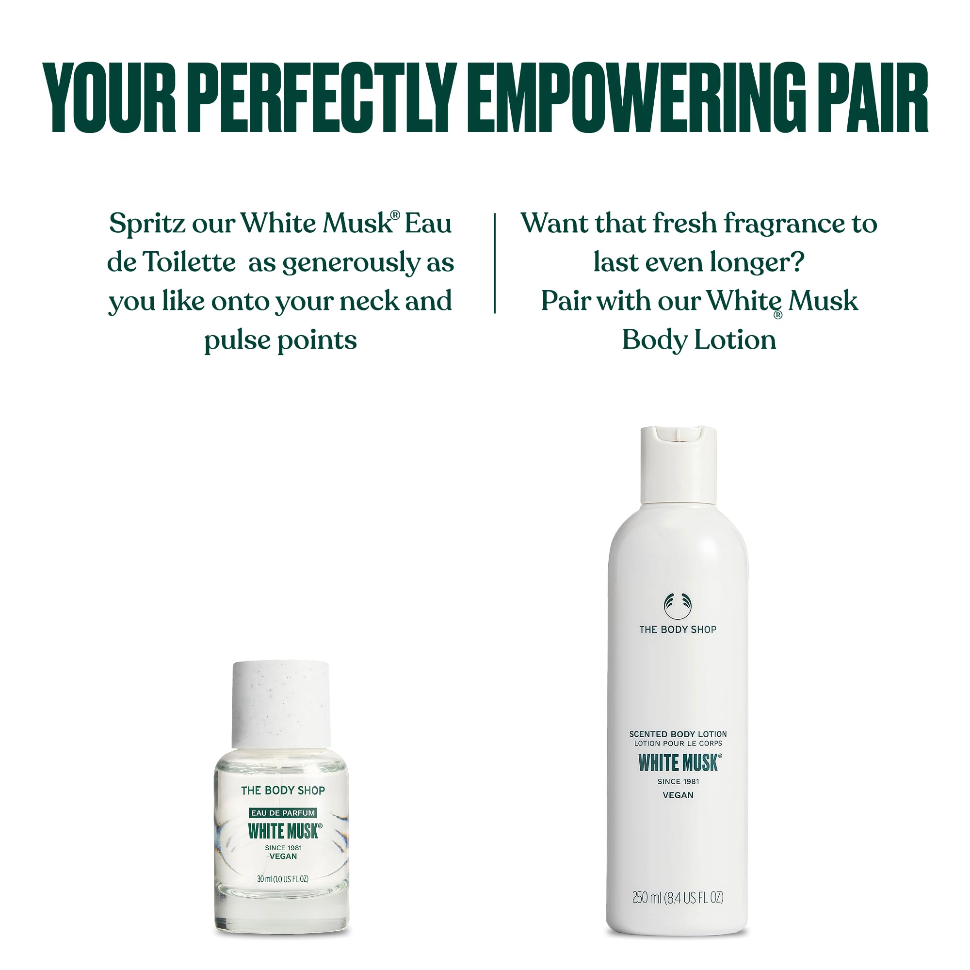 The Body Shop White Musk EDT packaging highlights sustainability and cruelty-free values.