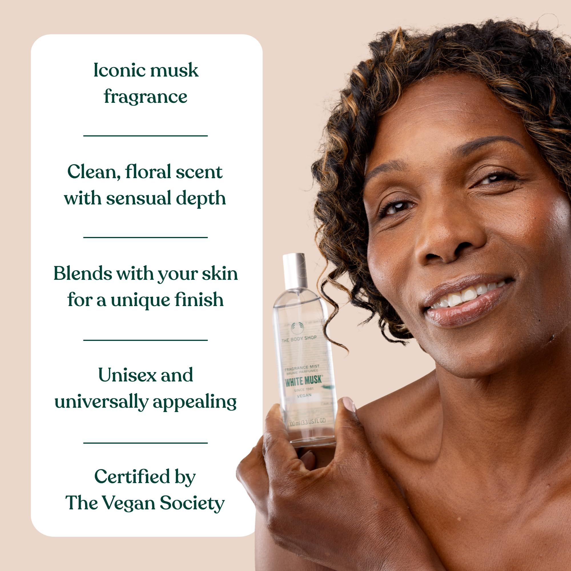 The Body Shop White Musk mist refreshes skin with a light, non-sticky finish.