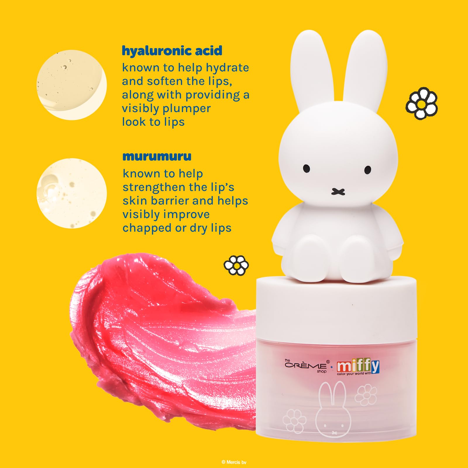 The Crème Shop Miffy bálsamo labial en acción, suave y fácil de aplicar.