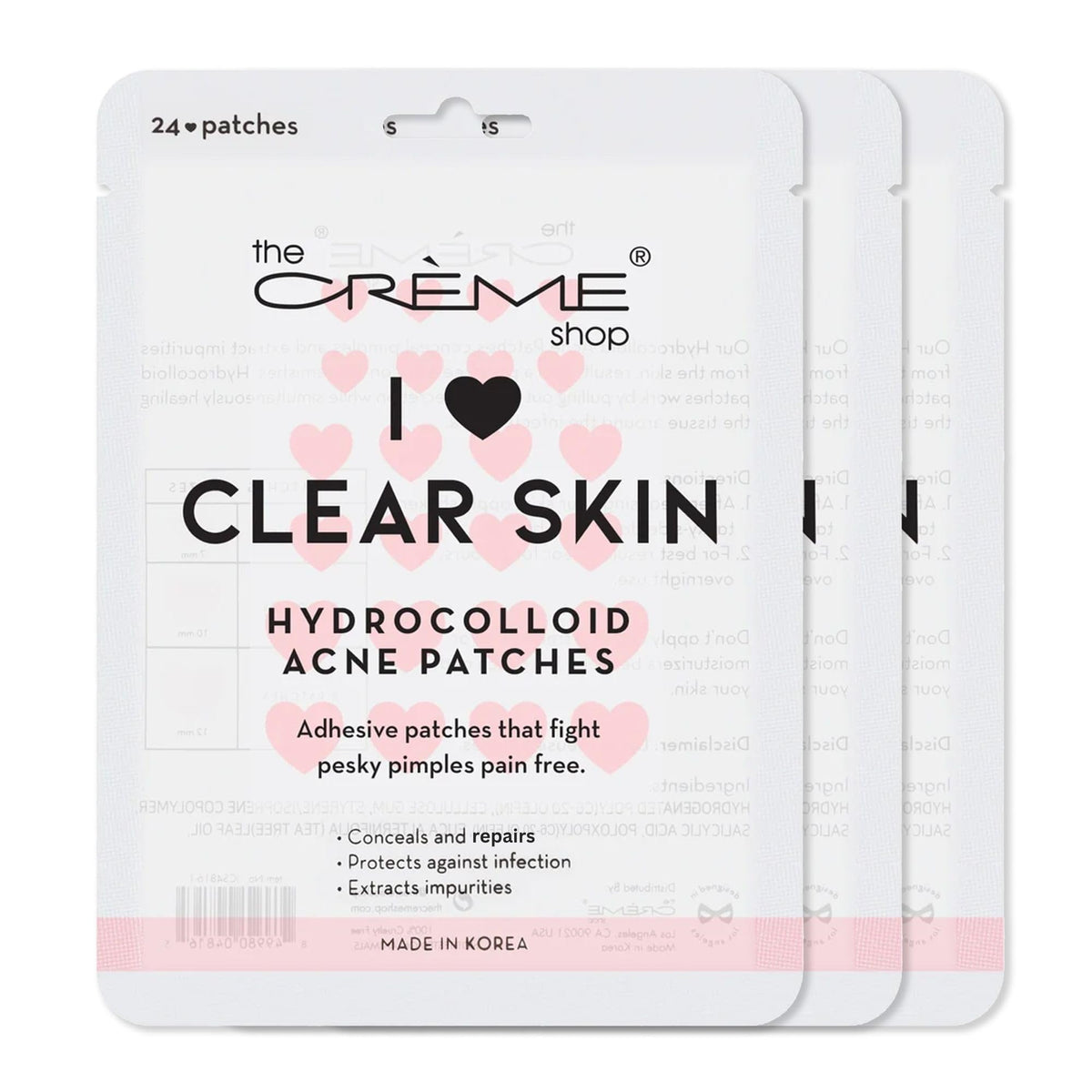 The Crème Shop parche corazón hidrocoloide para acné, ayuda a cubrir y proteger la zona.