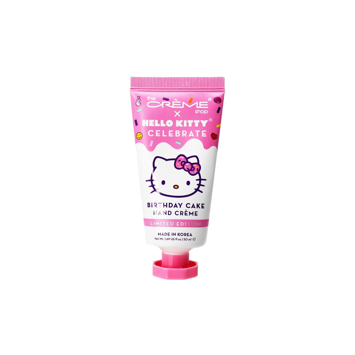 The Crème Shop Hello Kitty crema de manos con aroma a pastel de cumpleaños, hidrata la piel.