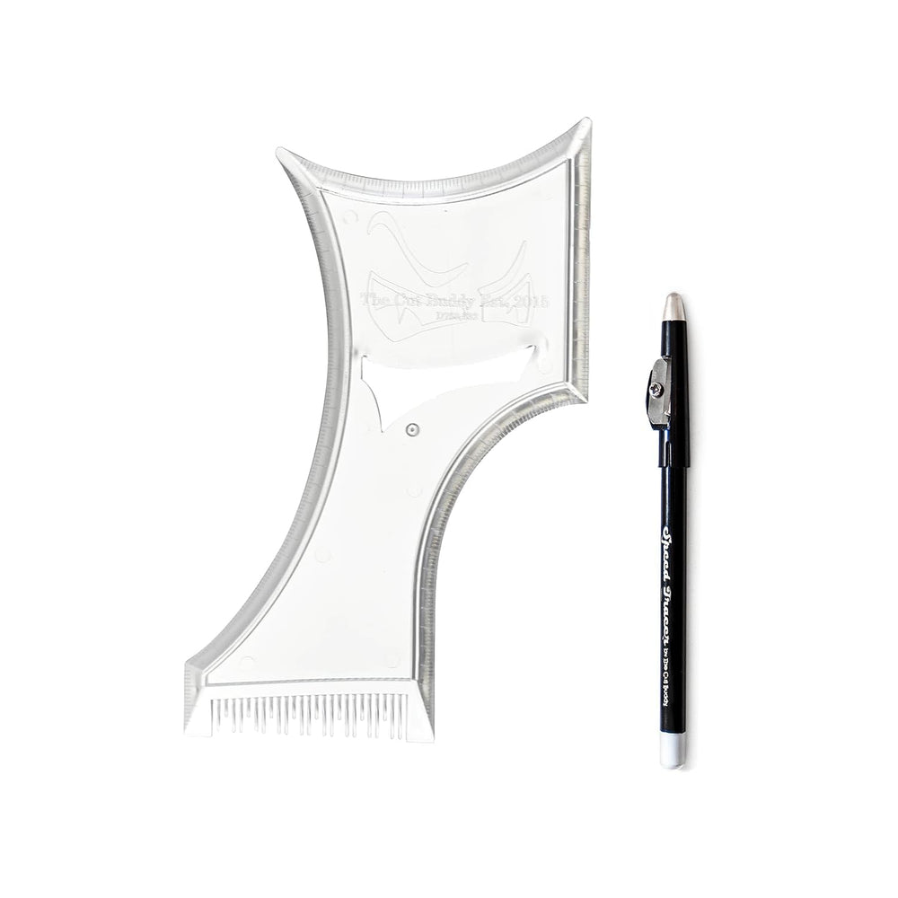 The Cut Buddy Plus beard shaping tool front view showing precise edge guidance for clean lines