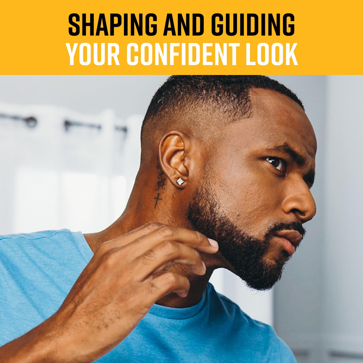The Cut Buddy Plus beard shaping tool side profile highlighting ergonomic grip for comfortable use