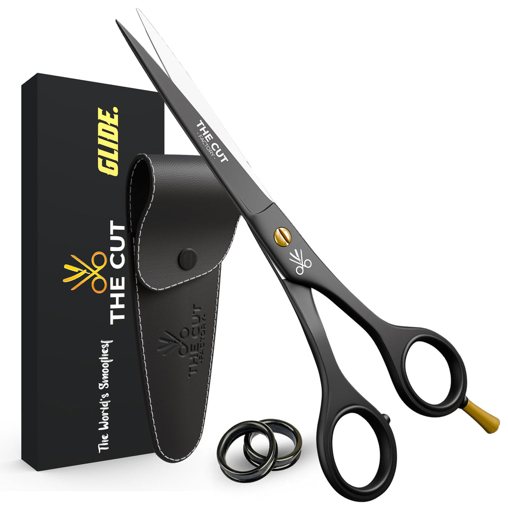 The Cut Factory 6.5 inch matte black scissors close-up blade for ultra-sharp precision