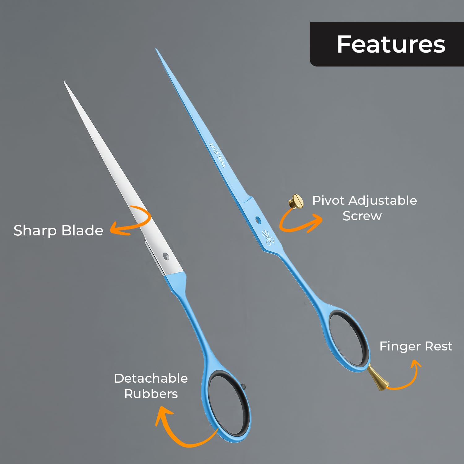 The Cut Factory detachable finger rings and grip improve comfort during long trims.